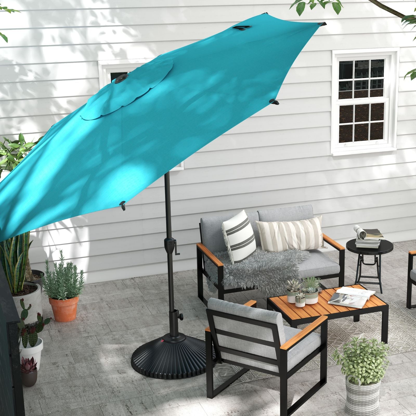 abba patio 11-ft patio umbrella Bundle| Lyon 11FT Market Umbrella with Compatible Base