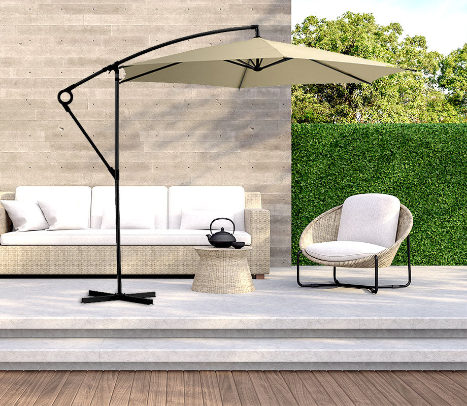 abba patio 8 x 10 feet rectangular cantilever umbrella Abba Patio 10 Valencia Outdoor Hanging Offset Cantilever Umbrella, Beige, Size: 10'