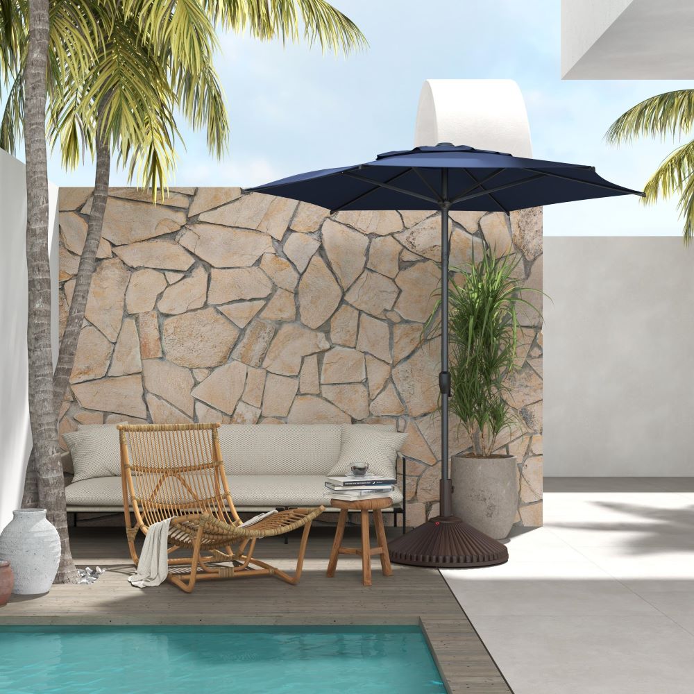 86 lbs brown patio umbrella base with hidden wheels Lyon