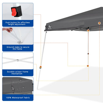 10x10 Slant-leg, Foldable Pop-up Canopy - Abba Patio