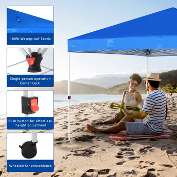 10'x10' Srtaight Leg, Pop & Easy Up Canopy with 4 Wheels - Abba Patio