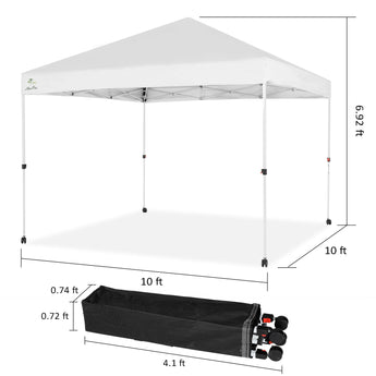 10'x10' Srtaight Leg, Pop & Easy Up Canopy with 4 Wheels - Abba Patio
