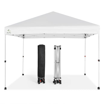 10'x10' Srtaight Leg, Pop & Easy Up Canopy with 4 Wheels - Abba Patio
