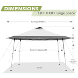 13 x 13 Pop-up Outdoor Canopy | Large Space with 4-wheel Portability - Abba Patio