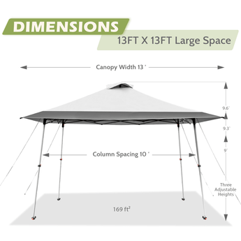 13 x 13 Pop-up Outdoor Canopy | Large Space with 4-wheel Portability - Abba Patio