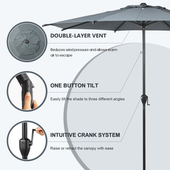 abba patio 9' crank & tilt patio umbrella Lyon