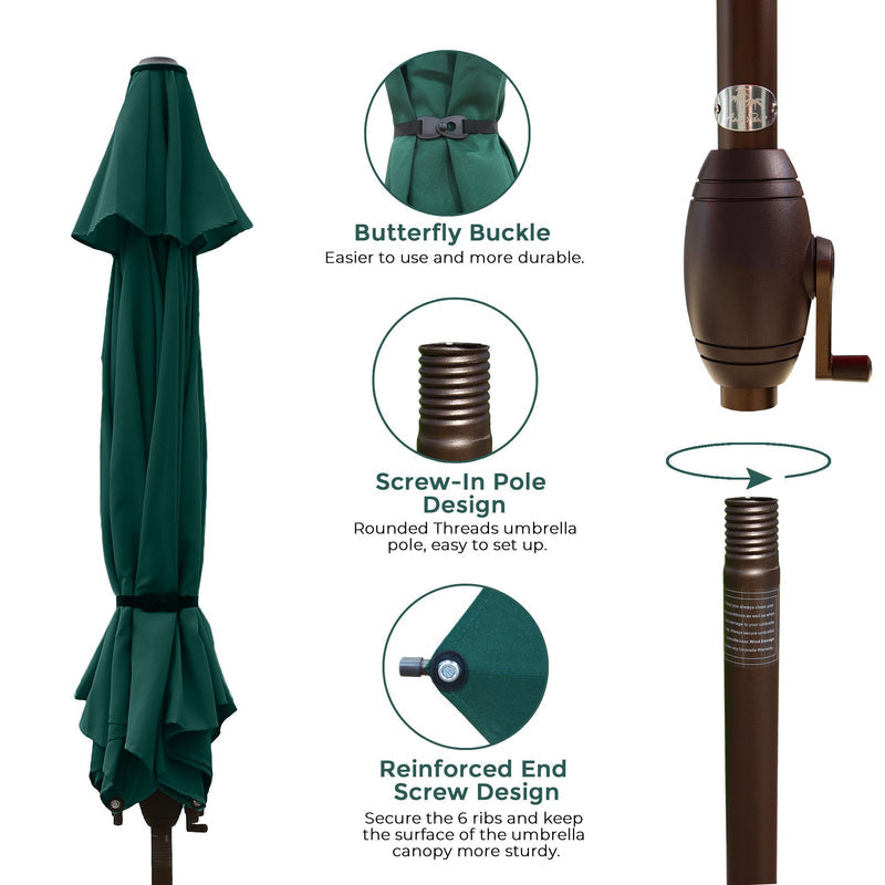 Lyon |9 Feet Patio Umbrella With Push Button Tilt and Crank