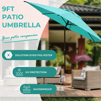 Lyon 2023| 9 Feet Patio Umbrella With Push Button Tilt and Crank 9ft / Red