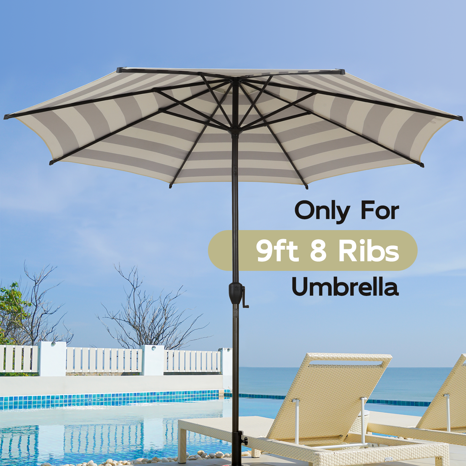8-ribs Umbrella Canopy Replacement for Lyon 9FT Gray 8-ribs Umbrella Canopy Replacement for Lyon 9FT Gray