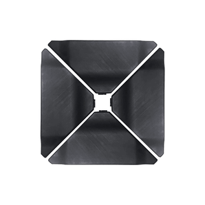 ABBA Patio compact black base for cantilever umbrella, top view showing crossed support design