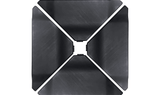 ABBA Patio compact black base for cantilever umbrella, top view showing crossed support design
