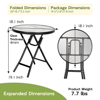 Abba Patio Foldable Side Table for Any Space - Abba Patio