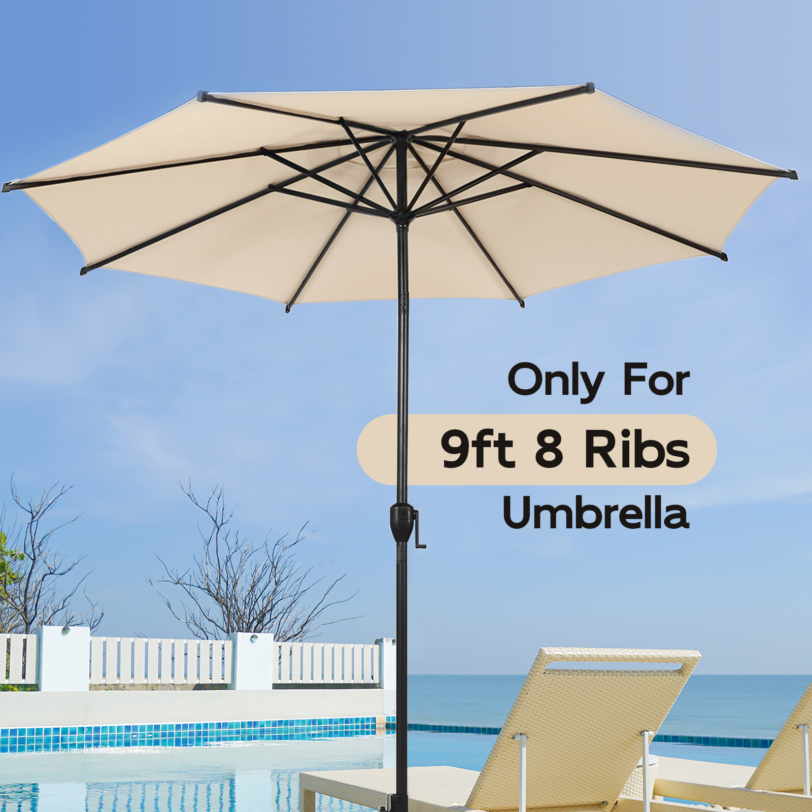 8-ribs Umbrella Canopy Replacement for Lyon 9FT Gray 8-ribs Umbrella Canopy Replacement for Lyon 9FT Gray