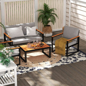 Bundle | Outdoor Sofa with 11FT Lyon Market Umbrella Set - Abba Patio