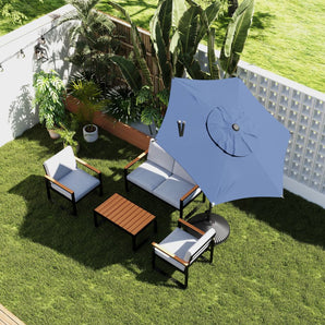 Bundle | Outdoor Sofa with 11FT Lyon Market Umbrella Set - Abba Patio