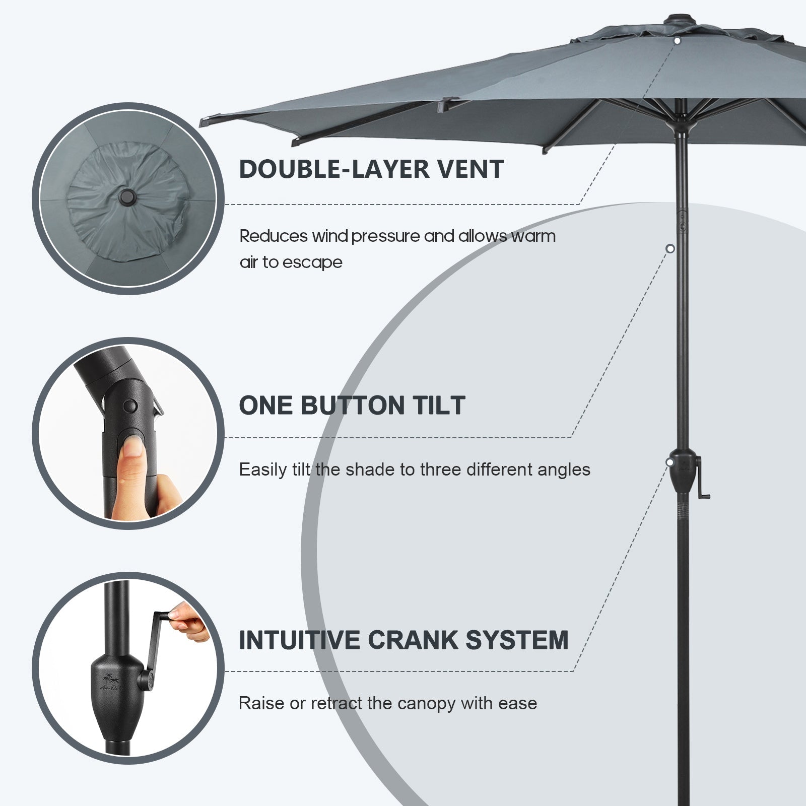 Lyon | 9ft Market Umbrella - Abba Patio