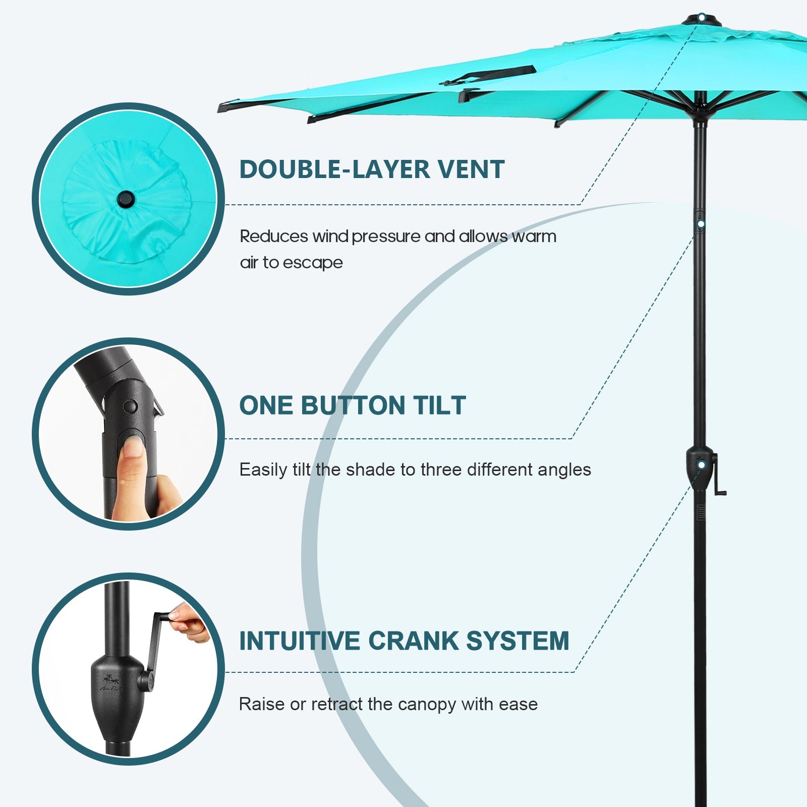 Lyon | 9ft Market Umbrella - Abba Patio