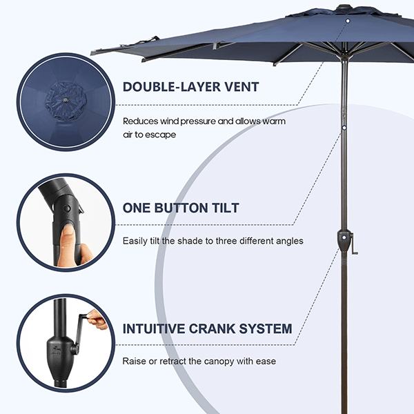 Lyon | 9ft Market Umbrella - Abba Patio