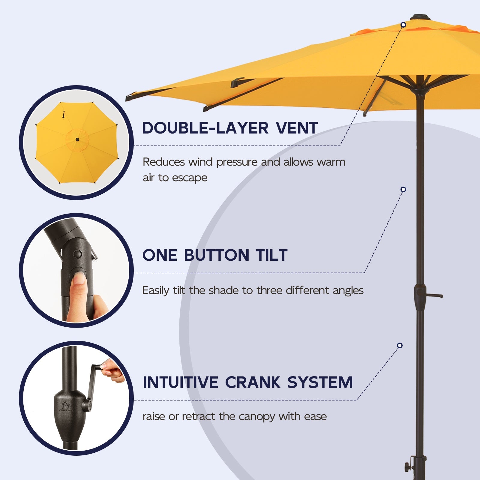 Lyon | 9ft Market Umbrella - Abba Patio