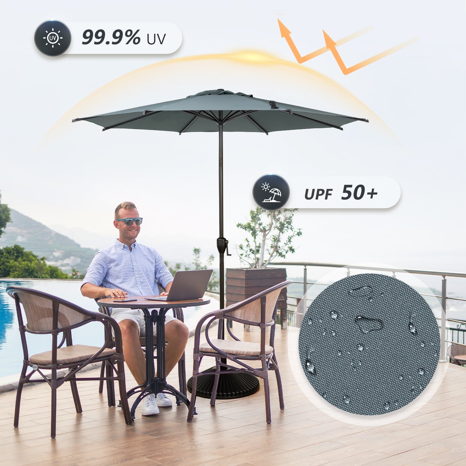 Lyon | 9ft Market Umbrella - Abba Patio