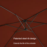 patented steel rib design of valencia cantilever umbrella