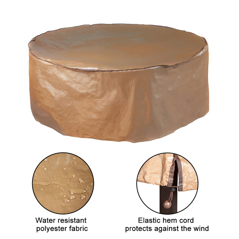 Outdoor Round Table and Chair Set Cover Porch Furniture Cover Waterproof, Brown, 94'' Dia.