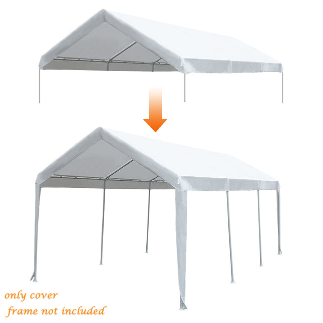 Replacement Top Canopy Cover for 10 x 20-Feet 8 Legs Carports with Ball Bungees (Frame Not Included)