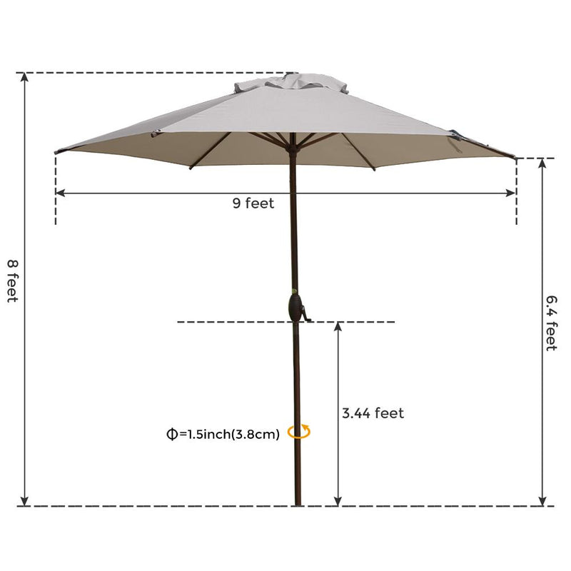 Abba Patio 9 Feet Patio Umbrella With Push Button Tilt And Crank