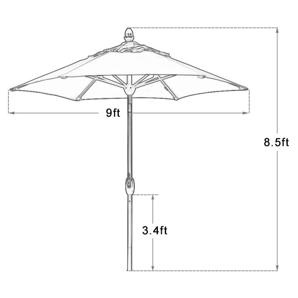 Sorara 9 Feet Market Umbrella with Push Button Tilt & Crank (Cover Inc