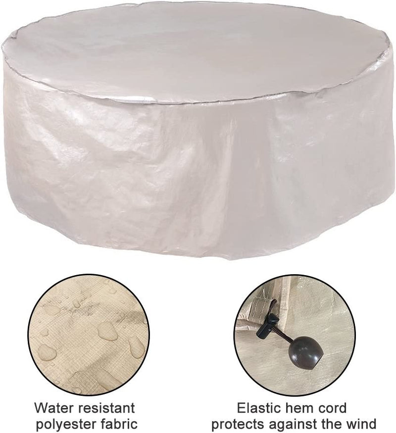 Outdoor Round Table and Chair Set Cover Porch Furniture Cover Waterproof, Brown, 94'' Dia.
