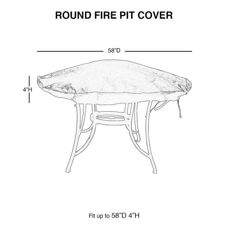 Round Fire Pit Cover Waterproof, 58-Inch