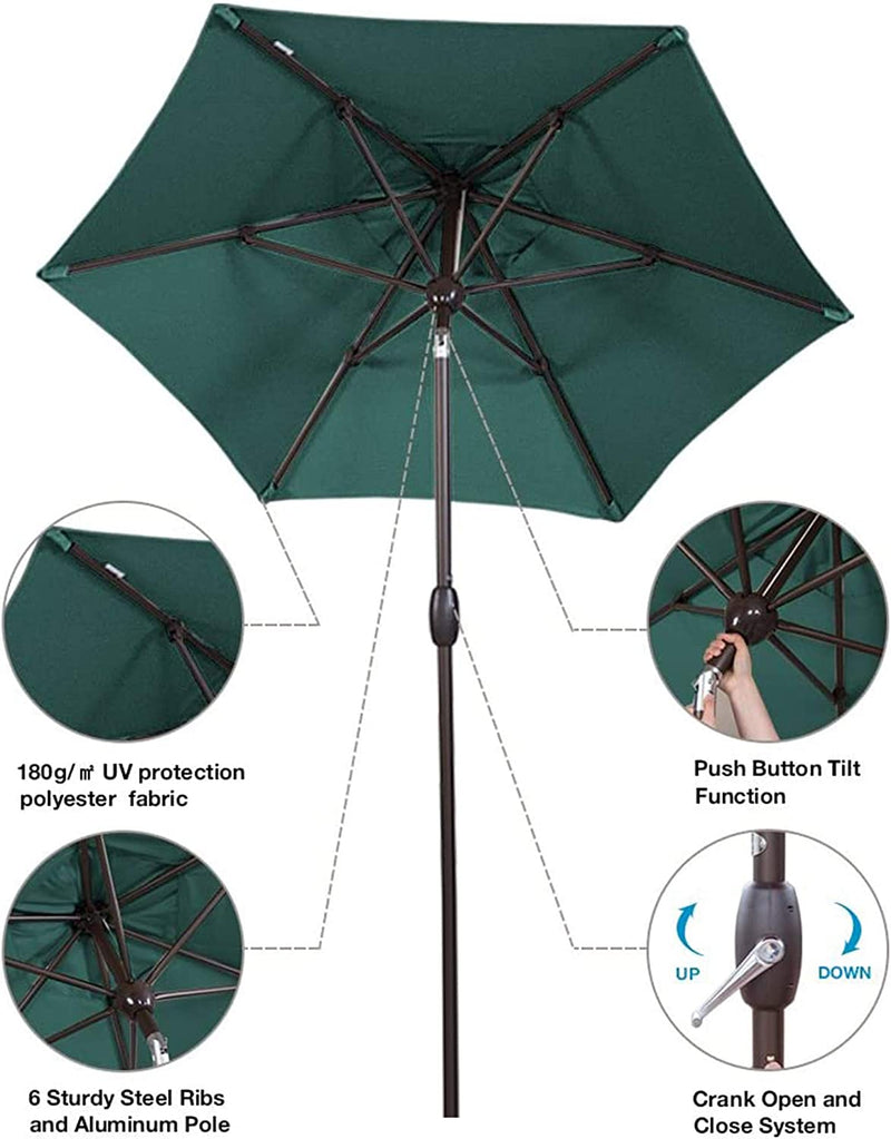 7.5 Feet Market Umbrella with Push Button Tilt & Crank (Cover Included)