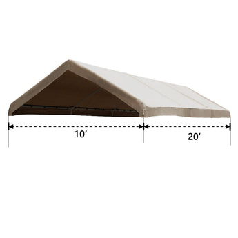 Replacement Top Canopy Cover for 10 x 20-Feet 8 Legs Carports with Ball Bungees (Frame Not Included) - Abba Patio