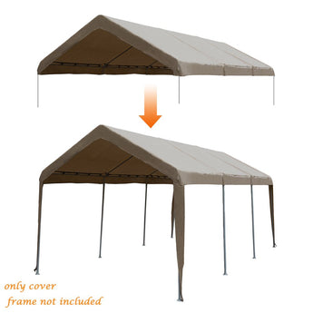 Replacement Top Canopy Cover for 10 x 20-Feet 8 Legs Carports with Ball Bungees (Frame Not Included) - Abba Patio